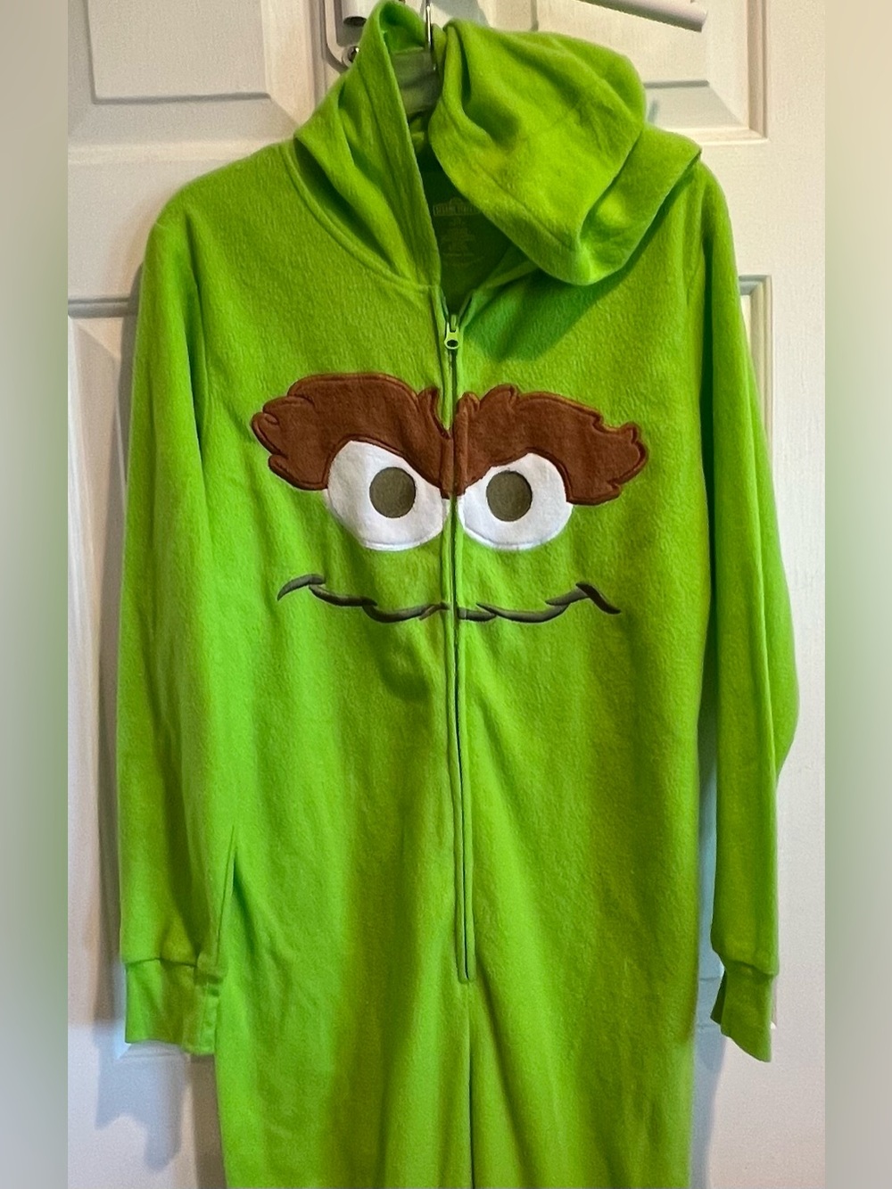 Sesame Street Oscar the Grouch Hooded Fleece Union Suit - Green Onesie Costume